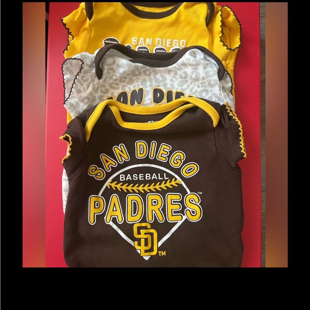 San Diego Padres onesies. 0-3 months.